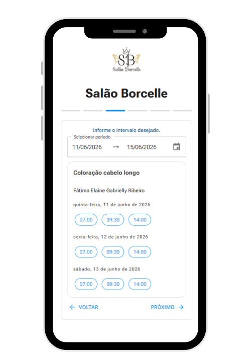 escolha de horario